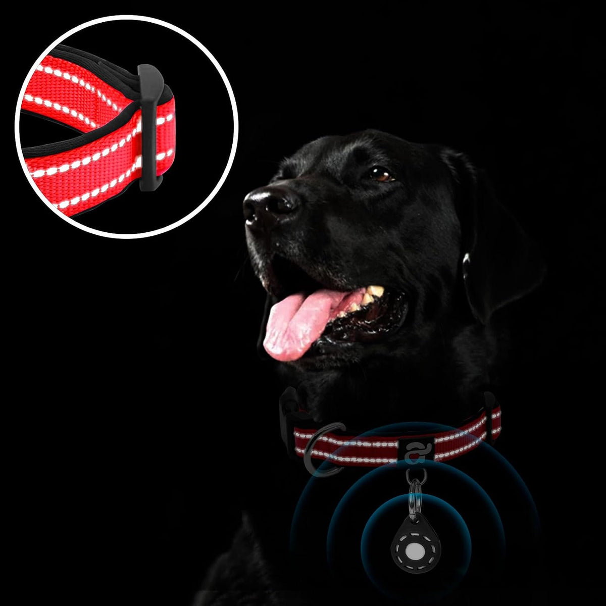 Reflective Dog Collar, Neoprene Padded Small Dog Collar, S - Medium (Pack of 1) / 6#Red（with AirTag Holder） - image 3