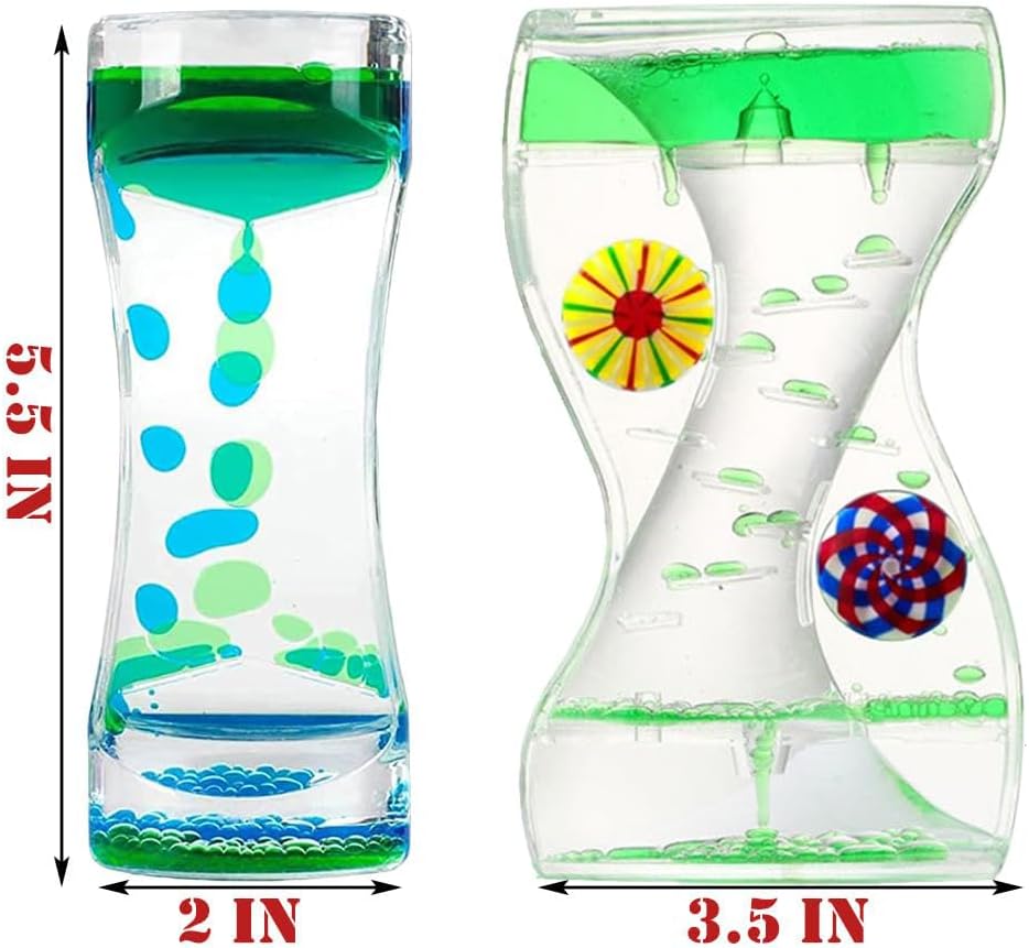 Oneshow 3 Pack Liquid Motion Bubbler Oil Hourglass Sensory Toys - Green 2 Pack - image 3