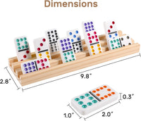 Mexican Train Dominoes Set with Numbers and 4 Wooden Trays/Racks - D12 Dot 8 Players - image 4
