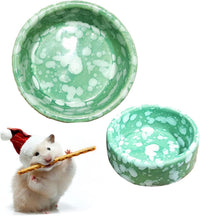 2 Pcs Hamster Food Bowl Guinea Pig Ceramic Water Bowl Small Animal - Green / 2Pcs:S