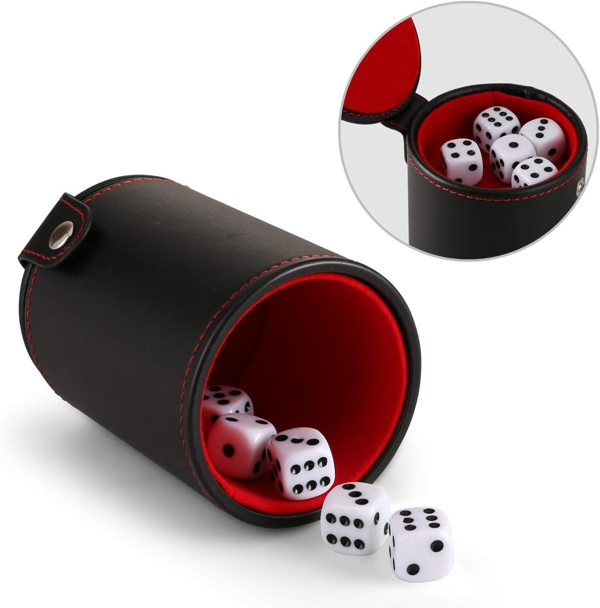 GWHOLE leather dice cup with soft lining and 10 transparent 16mm dice - view 4