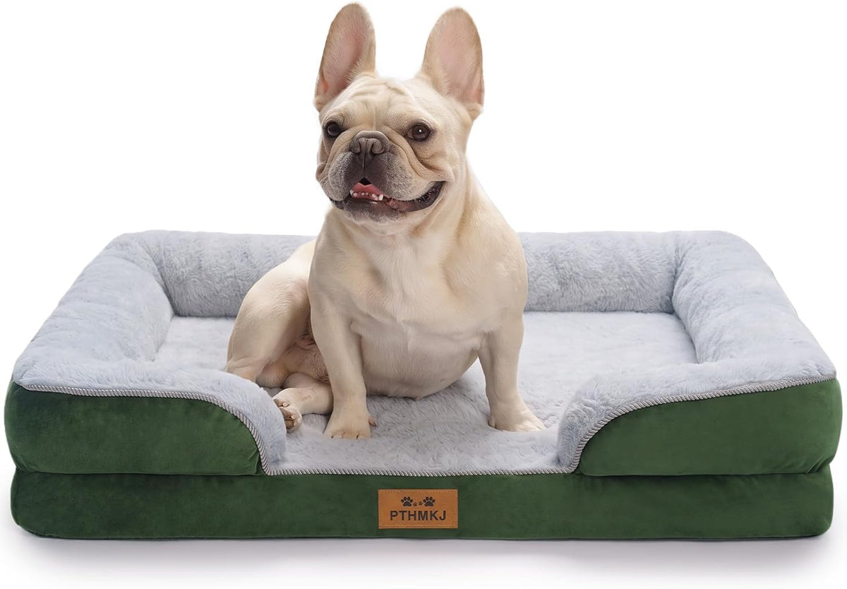 Orthopedic Dog Bed Medium Size Dog, Memory Foam Dog Bed Couch - Green / 30.0" L x 20.0" W x 6.3" Th
