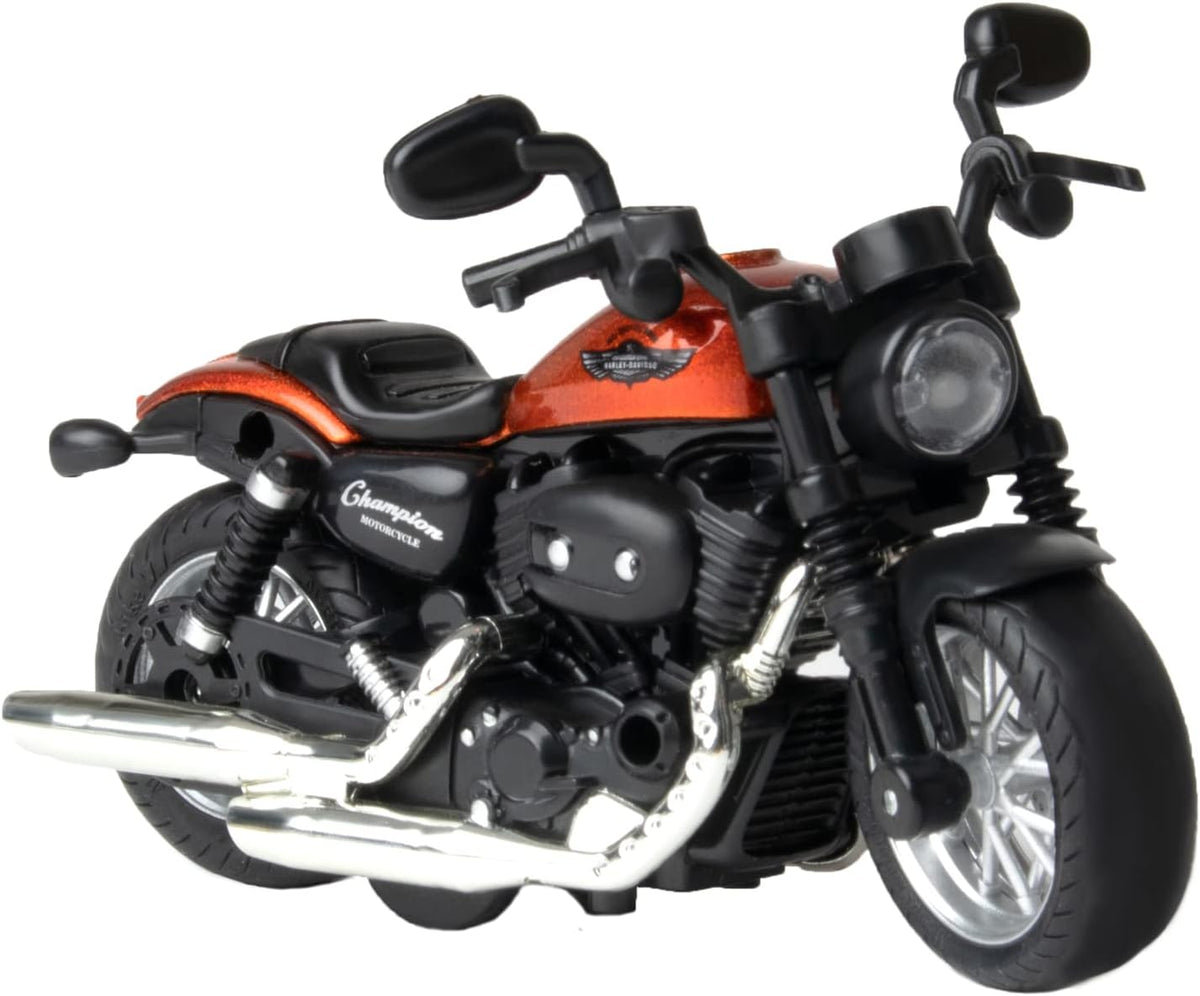 CYYSFIVQZ black 1:14 die cast pull back toy motorcycle with lights and sounds