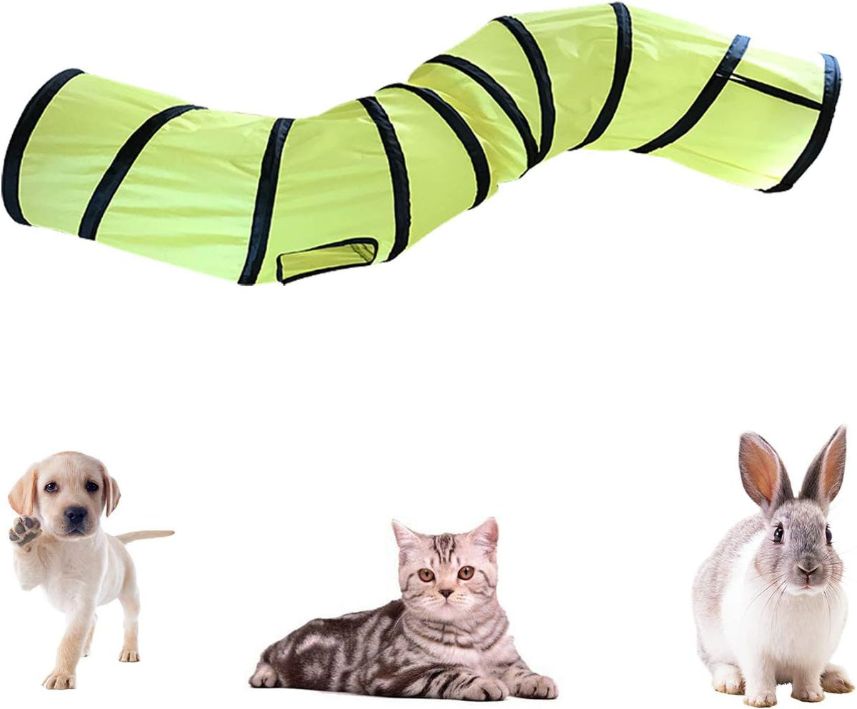 iCAGY Cat Tunnel Toys for Indoor Cats Kittens Rabbits - 47" (Shape S) / Yellow - image 3