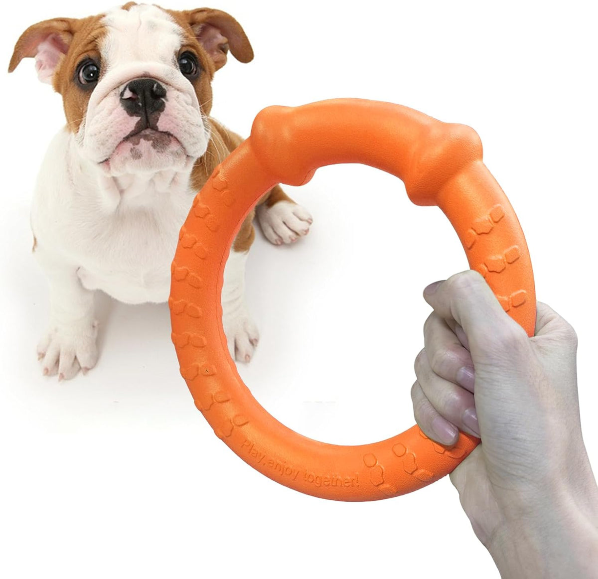 LaRoo Dog Flying Ring Toys, Floating Flying Disc Toys - Orange-S