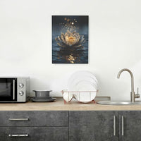 Zen Lotus Canvas Wall Art Mystical Lotus Bloom in Water Aesthetic Pictures Wall Decor Modern Meditation Spiritual Painting Print Framed Artwork Decorations Gifts for Yoga Spa Room Bathroom 12"x16"