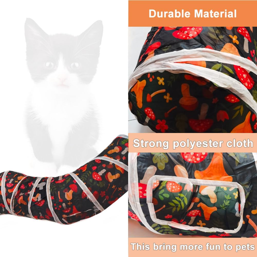 Cat Tunnel Tube Toys，Tunnels for Indoor Cats - S - 2 Way Mushroom - image 4