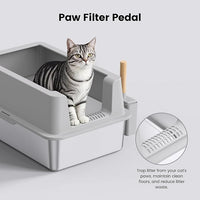 2 Pack Stainless Steel Cat Litter Box - Enclosed XL Metal Kitty Litter Box with Lid for Big Cats, High Sided, Anti-Leakage, Easy Cleaning, Non-Sticky, Included Cat Litter Spoon