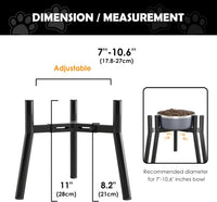SHAINFUN Adjustable Metal Raised Stand for Large & XL Breeds - Black-HM / Height: 11", Width: 7-10.6" - image 3