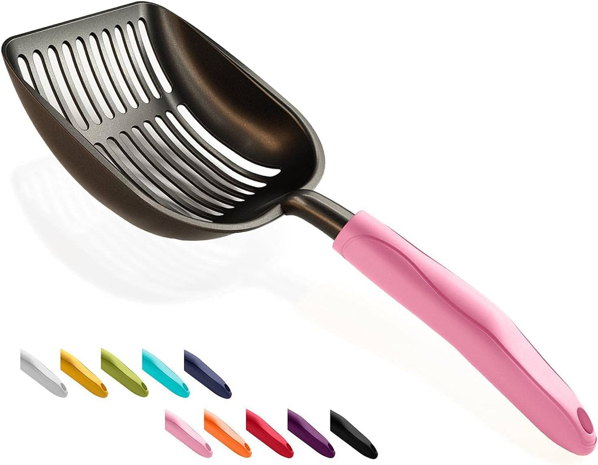 Cat Litter Scoop, Non-Stick Plated Aluminum Alloy Sifter - Large / #10 Pink