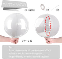 PartyWoo Metallic Silver Foil Balloons 20pcs Large Round Giant 4D - White / 6 PCS-22 INCH - image 4