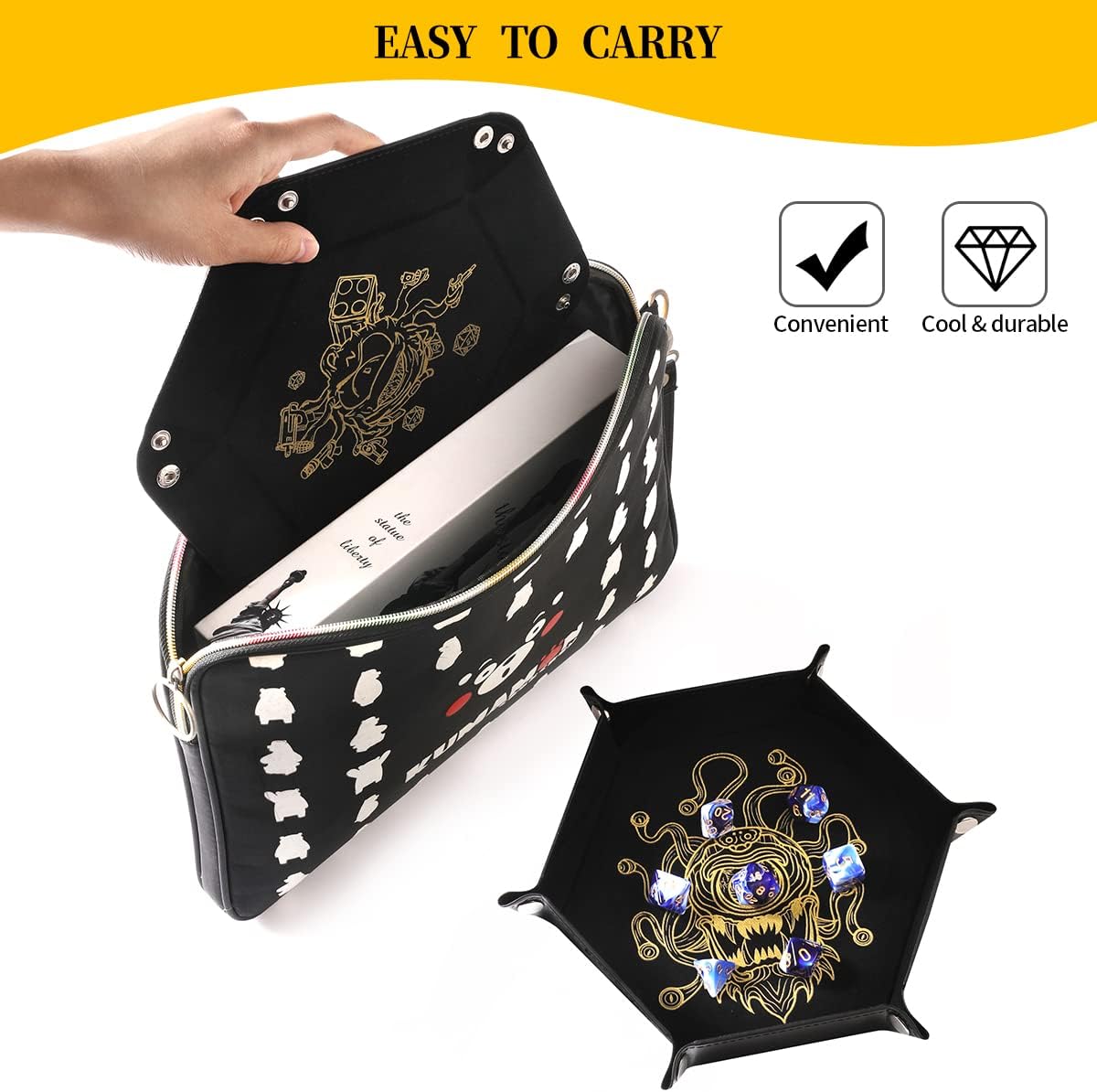 Grajar 2 Pcs Portable Folding Dice Rolling Tray Set for RPG DND Table - Beholder - image 4