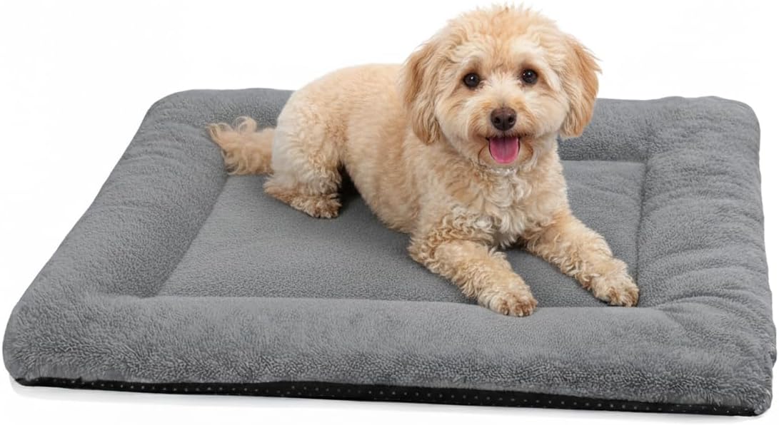 Dog Crate Pad, Washable Cozy Dog Bed Mat for Medium Dogs 36"x23" - 24.0"L x 18.0"W x 1.5"Th / Dark Grey