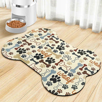 Dog Food Mats for Floors Waterproof - Beige Bone / 19"L x 12"W