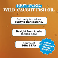 Omega 3 Fish Oil for Cats & Dogs (16oz), Wild Caught Omega 3 Fish Oil for Dogs Skin and Coat Supplement, Supports Shedding, Skin & Coat, Immunity, Joint, Brain & Heart, EPA + DHA