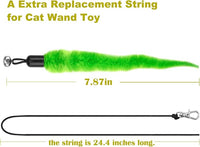 10PCS Cat Worm Toy for Cats, Cat Wand Toy Accessories, Cat Feather Toy Attachments Replacements, and 1PC Black String for Cat Fishing Pole Toy, Assorted Worm Cat Toy Teaser for Indoor Cats Kitten