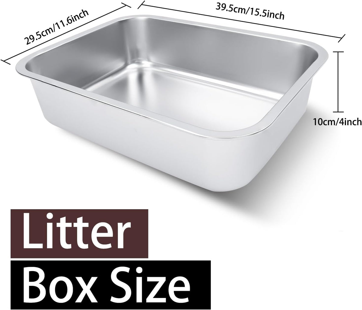 Stainless Steel Cat Litter Box 17"x13"x5.1" – Daily Care for Cats - 15.6"L x 11.6"W x 4"H - image 2