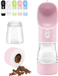 Portable Dog Water Bottle with Food Container Dishwasher Safe-Pink – Essentials for Dogs - Light Pink