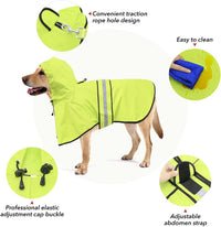 Waterproof Dog Raincoat, Adjustable Pet Rain Coats - Neon Green / Small - image 3