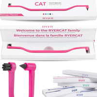 RYERCAT Set of Dual Sided Cat Toothbrushes - Kitten Toothbrush with Micro Head to fit into Kittens Mouth - Cat Dental Care Supplies Pet Toothbrush for Cats (Flamingo Pink and Space Blue)