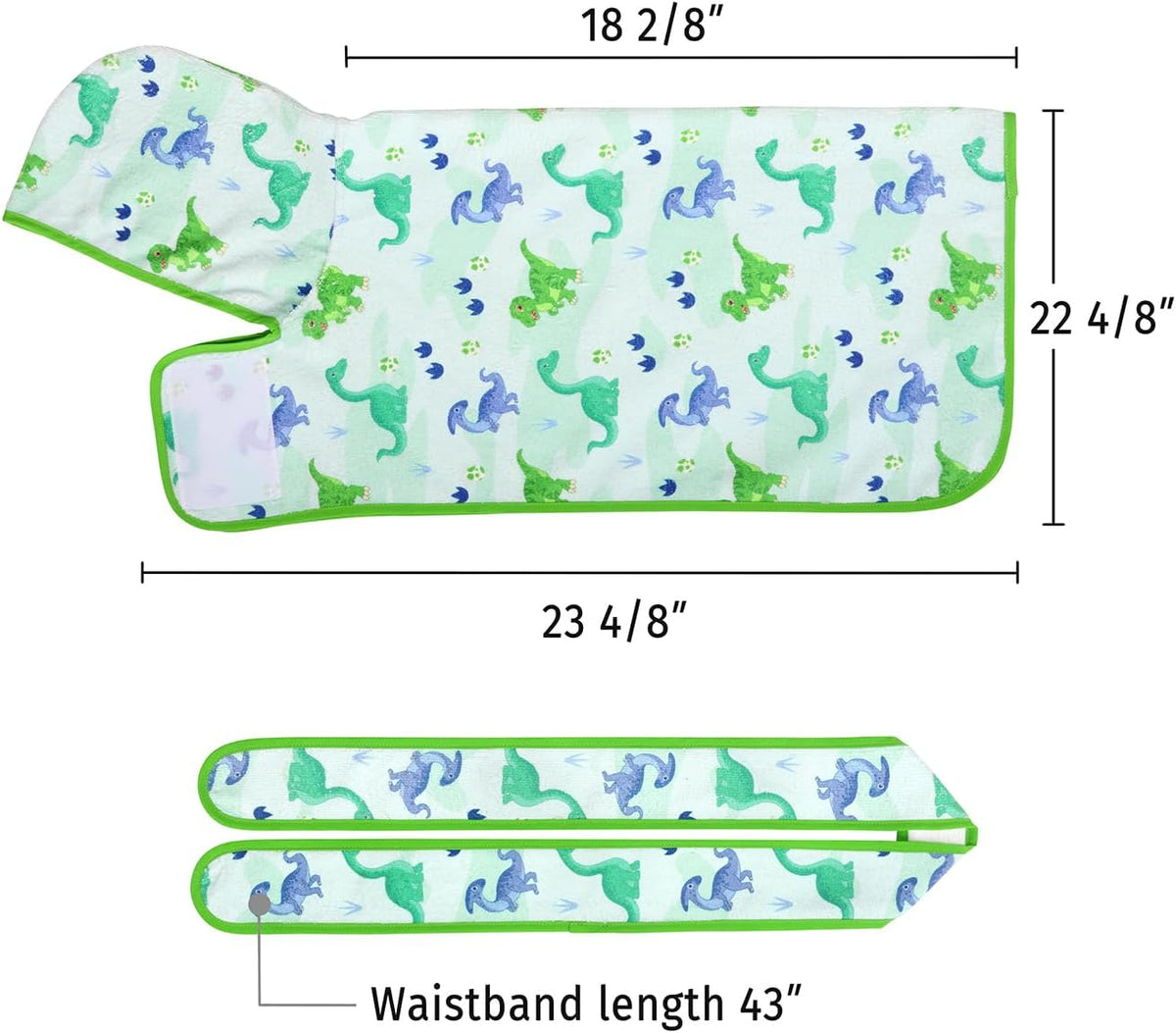 HDE Hooded Dog Bathrobe Quick Dry Towel Wrap for After Bath White - Small / Cute Dinosaurs - image 2