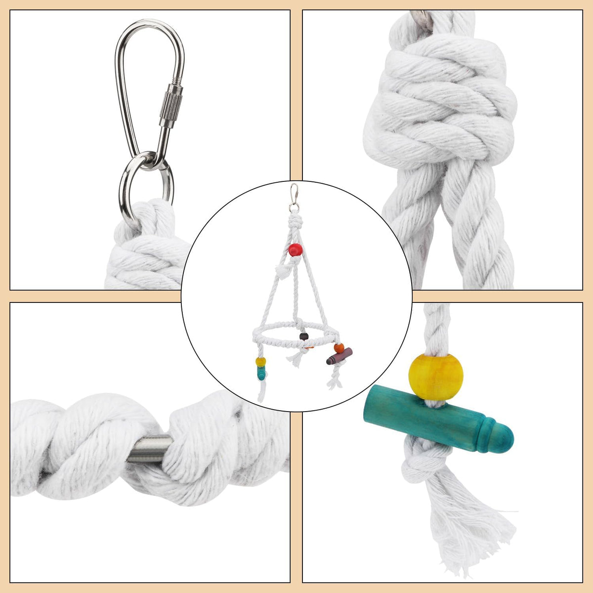 Hypeety Bird Swing Multi Birds Cotton Rope Round Hanging Hammock - image 3