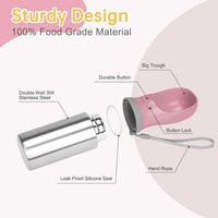Portable Dog Water Bottle - Button switch / 14 OZ - Pink - image 2