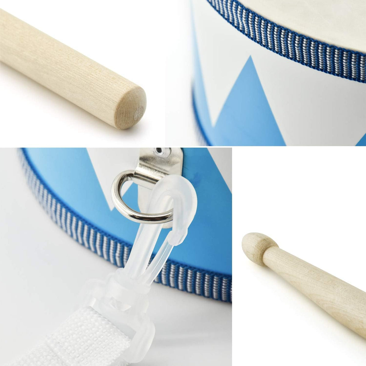 Kids Drum Set 8-Inch Wooden Drum Toys with an Adjustable Strap and 2 - 8-inch 30812 - image 3