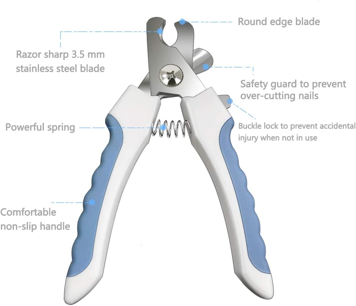 Pet Nail Clippers and Trimmers Set Safety Guard to Avoid Over Cutting - Blue - image 2