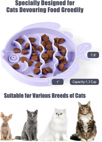 Coomazy Slow Feeder Cat Bowl Silicone Pet Puzzle Feeder for Slow - Purple / 1.2 Cups - image 4