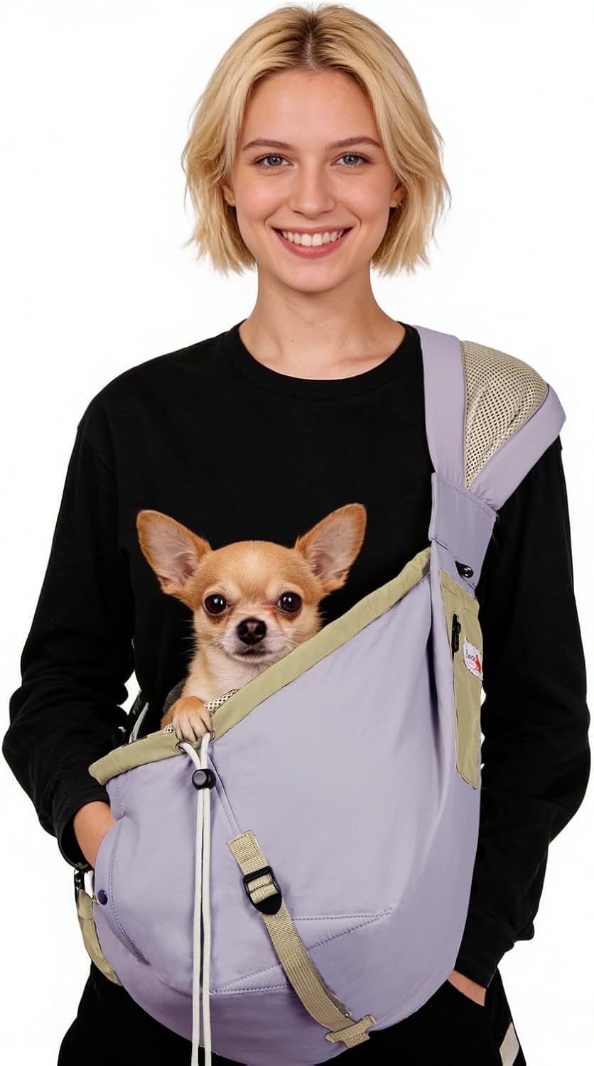 Dog Carrier Sling, Dog Carriers for Small Dogs Up to 20lbs - Purple