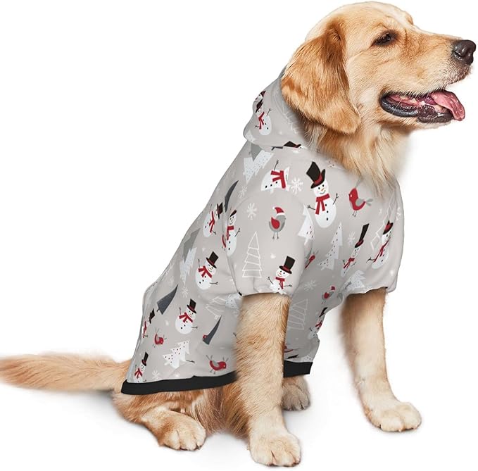 Christmas Gray Snowman Hoodie,Christmas Cosplay Dog Clothes with Pocket and Hat Winter Clothes Sweaters Small