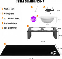 Elevated Cat Bowls with Splash Proof Mat for Kitten Puppy - White / 2bowls - image 4