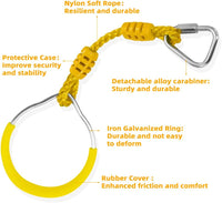 Swing Gymnastic Ring Warrior Obstacle Course Slackline Climb Trapeze - 2 Pack / Yellow - image 4