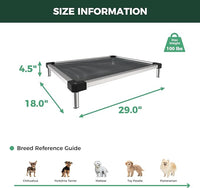 FXW TitanNest Chew-Proof Elevated Dog Bed, Raised Cot for Indoor/Outdoor/Camping Use, Durable & Waterproof Cooling Pet Bed for Extra-Small Dogs, 29.0" L x 18.0" W x 4.5" H, Black