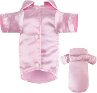 Dog Silk Pajamas Small Sized Dog Robe Satin Pjs with Belt – Essentials for Dogs - Pink / Medium