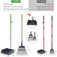 TNELTUEB Extra Large Dog Pooper Scooper, Metal Pet Poop Tray & Rake Set, Adjustable Long Handle for Large Dogs - Great for Grass/Street/Gravel