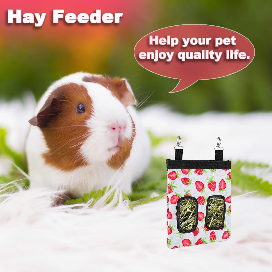 DZWLKJ 2 Pack Hay Feeders, Guinea Pig Rabbit Hay Feeder - Strawberry / S -10"x 8"x 0.4" - image 3