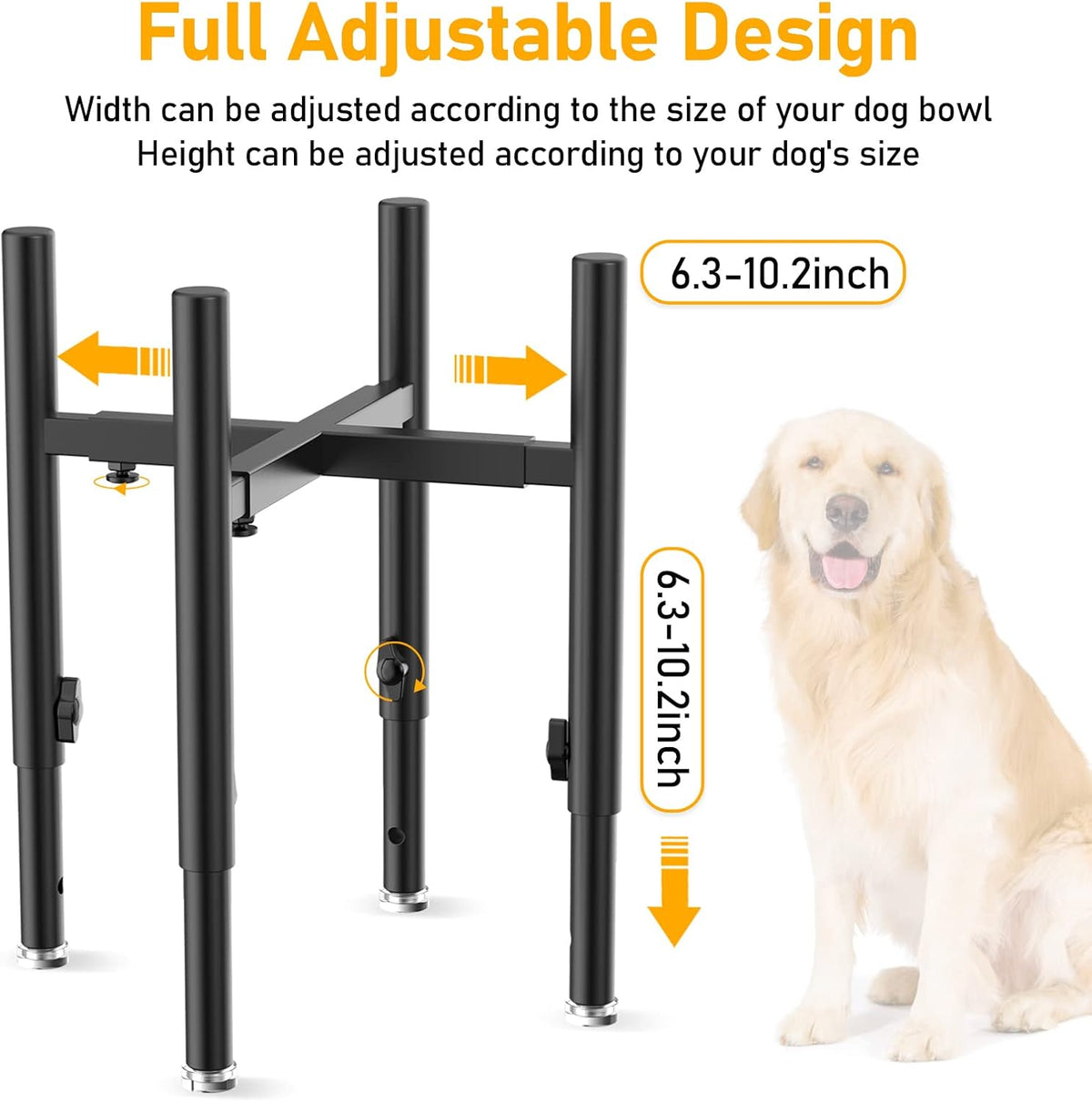 Adjustable Elevated Dog Bowl Stand，Fits 6-11inches Bowls - image 2