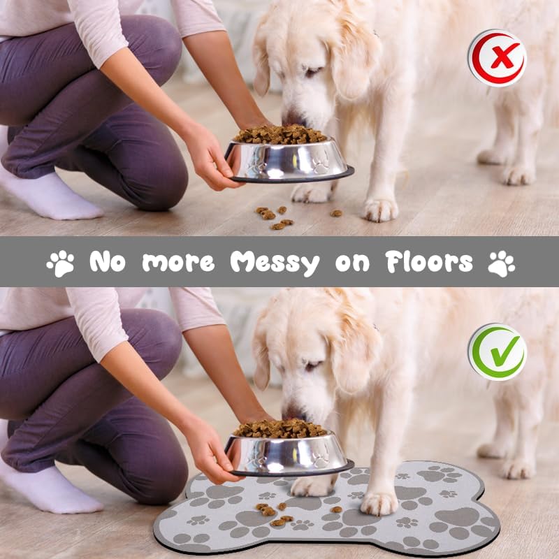 Dog Food Mats for Floors Waterproof - Gray / 23.6"L x 15.7"W - image 3