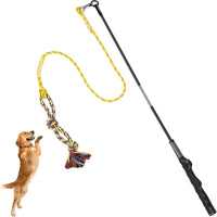 Flirt Pole for Dogs Interactive Chase Toy for Large Medium Small - yellow