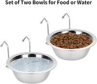 Fri4Free 2PCS 8oz Stainless Steel Hanging Kennel Water Bowls – Essentials for Dogs - 8.0oz - image 4
