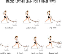 Multi Function 8ft Leather Dog Leash - Red / 8ft*3/8inch - image 2