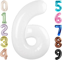 Number Balloons 1st Birthday Decorations - White / Number 6