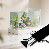 15Inch Extra Long Design Aquarium Aquascaping Tool Stainless Steel Aquascape Tools Kit 4 in 1 Anti-Rust Fish Tank Starter Kit with Long Tweezers Scissors Spatula for Aquarium Plants (Black)
