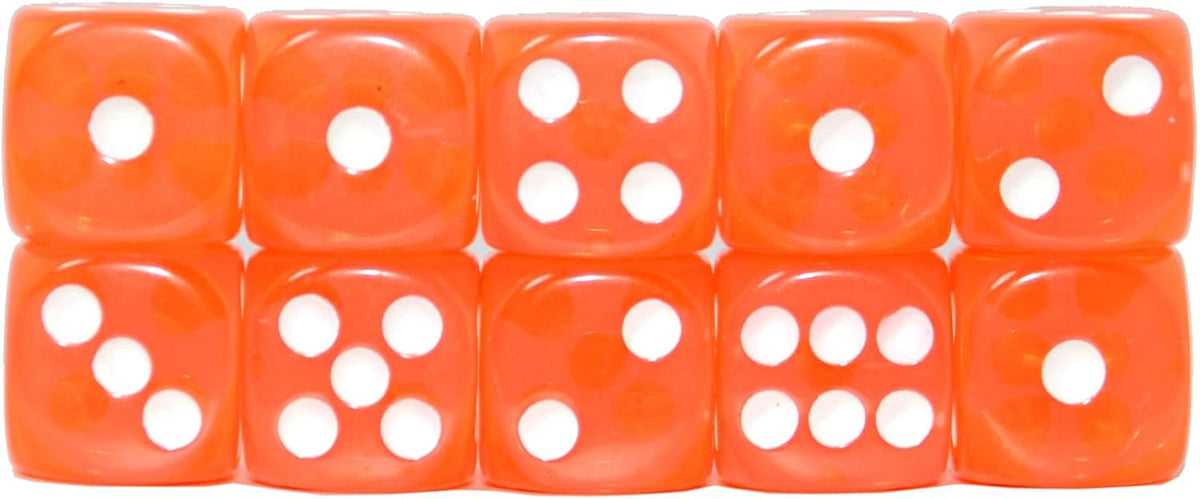 SmartDealsPro 10-Pack D6 Six Sided 16mm Transparent Dice Die for DND - Orange Translucent - image 4