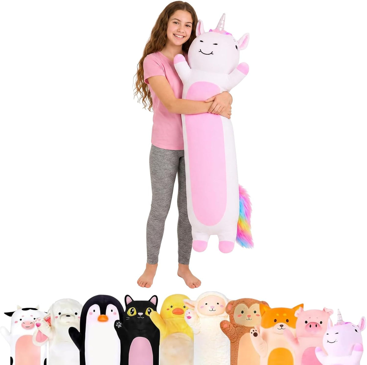 Cuddle Paws Unicorn Plush Body Pillow for Kids, Soft Toy - Unicorn / Medium - 35 Inches