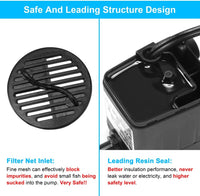 DaToo 50GPH 3W Small Submersible Water Pump Mini Fountain Pump Ultra - 10W 160GPH (With 3.3ft Free Tubing) - image 3