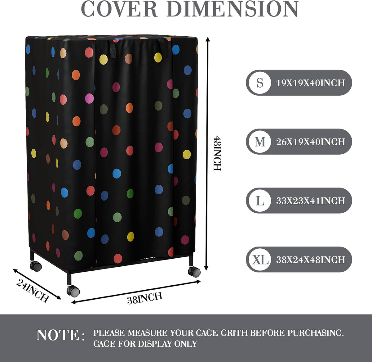 Tchvt Ultra Blackout Birdcage Cover - Polka Dot / 38.0"L x 24.0"W x 48.0"H - image 2