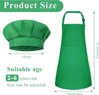 Kids Apron and Chef Hat Set Adjustable Child Art Aprons with 2 - M-green / Small - image 2